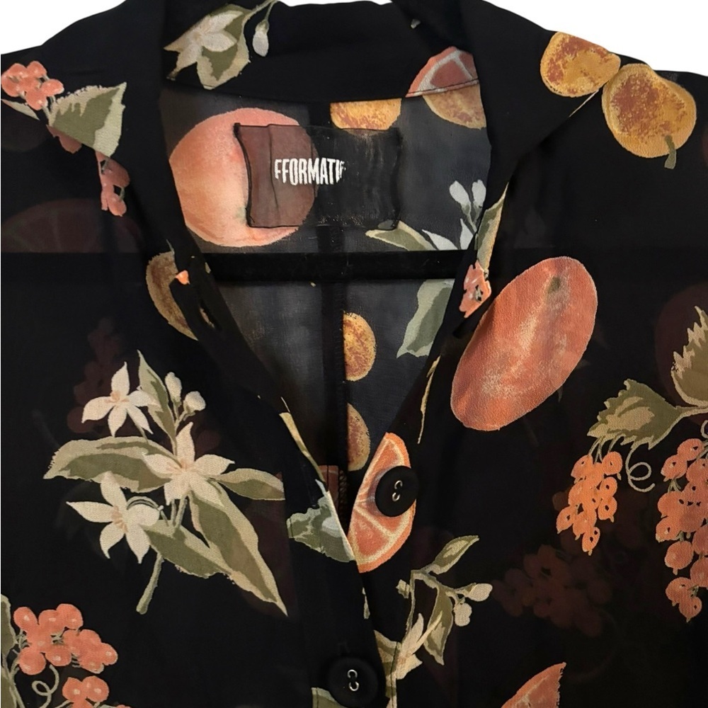 Reformation | Tamara Fruitcake Dress | Black with oranges π | Size 2 - Picture 6 of 14